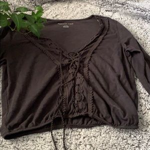 ✨ AEO long sleeve embroidered front detail c…